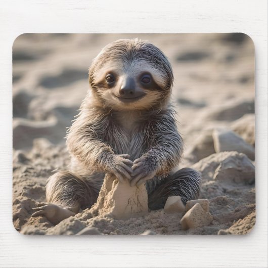 Sandküsten : Baby Sloth Gebäude Sand Castles, Mousepad (Vorne)