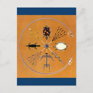 Sandmalerei im amerikanischen Ureinwohnerstamm Postkarte