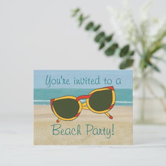 Sandmeer, Beach Party Einladung, Postkarten (Stehend Vorderseite)