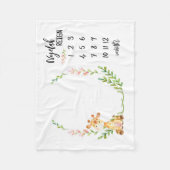 Sandnat Store Personalisiert Giraffe Baby Mileston Fleecedecke (Vorderseite)