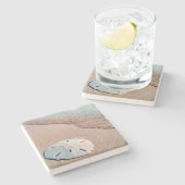 Sandollar Strand-Kalkstein Steinuntersetzer (Seitenansicht)