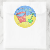 Sandpail und Schaufel niedlicher Strand rot gelb Runder Aufkleber (Tasche)