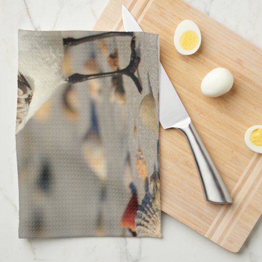 Sandpfeifer und Seashells Geschirrtuch (Viertel Falte)