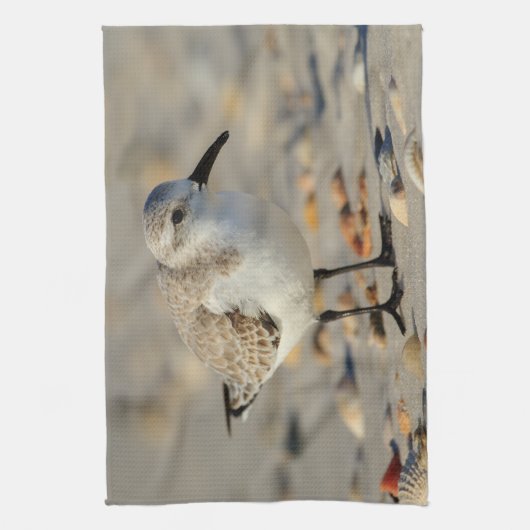 Sandpfeifer und Seashells Geschirrtuch (Vertikal)