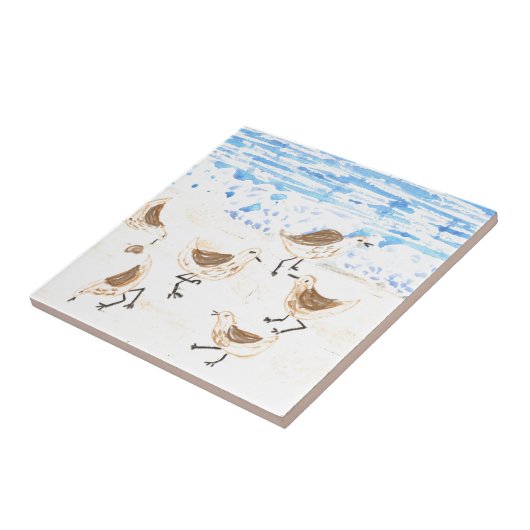 Sandpferde am Strand von Old Orchard Fliese (Seite)