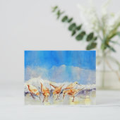 Sandpferde, Strand, Wellen, Ozean, Aquarell Postkarte (Stehend Vorderseite)