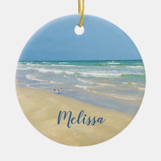 Sandpiper am Meer | Beautiful Beach Custom Keramik Ornament (Vorne)