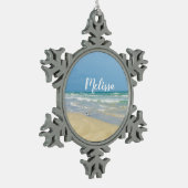 Sandpiper am Meer | Beautiful Beach Custom Schneeflocken Zinn-Ornament (Links)