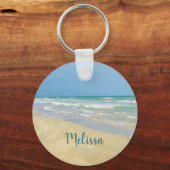 Sandpiper am Meer | Schöner Strand Schlüsselanhänger (Vorderseite)