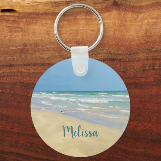 Sandpiper am Meer | Schöner Strand Schlüsselanhänger (Vorderseite)