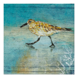 Sandpiper Beach Shorebird Wetterkunst Print Poster