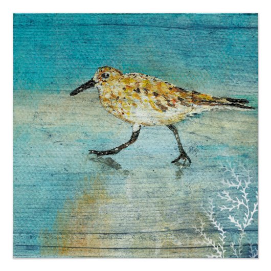 Sandpiper Beach Shorebird Wetterkunst Print Poster (Vorderseite)