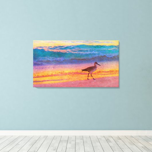 Sandpiper bei Sunset Leinwanddruck (Insitu (Holzboden))