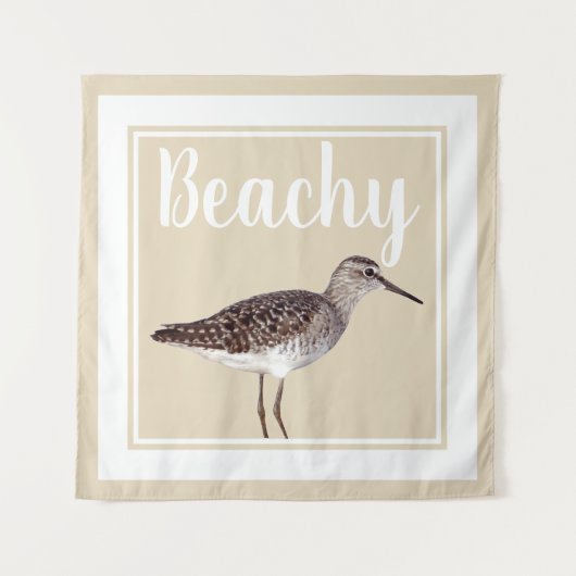 Sandpiper Bird & Sandy Beige Wandteppich (Vorderseite)