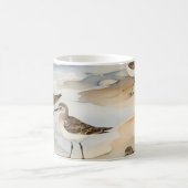 Sandpiper Sea Birds Küstenstrand Szene Wasserfarbe Kaffeetasse (Mittel)