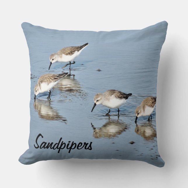 Sandpiper Sea Birds Throw Kissen (Vorderseite)
