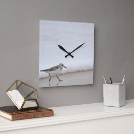Sandpiper Shorebird Beach House Square Wall Clock Quadratische Wanduhr