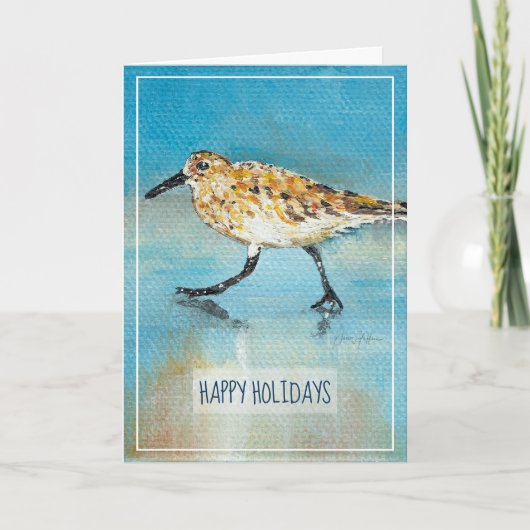 Sandpiper Shorebird Coastal Beach Happy Holidays C Karte (Vorderseite)