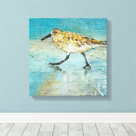 Sandpiper Wading Shorebird Weathered Look Leinwand (Insitu (Holzboden))
