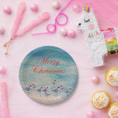 Sandpipers coastal shore birds Christmas party Pappteller (Party)