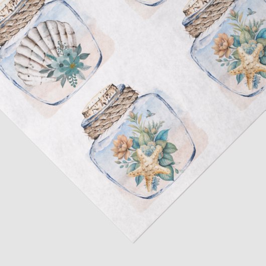 Sandpipers Flowers Shells Jar Decoupage Paper Seidenpapier (Detail)