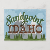 Sandpoint Idaho Fun Retro Snowy Mountains Postkarte (Vorderseite)