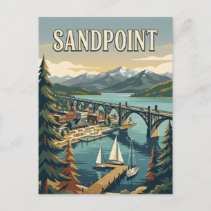 Sandpoint Idaho Lake Pend Oreille Vintage Poster Postkarte