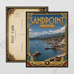 Sandpoint Idaho Vintage Art Deco Golden Age Postkarte