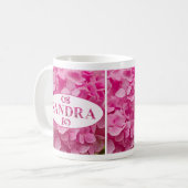 "Sandra" in den eleganten Pink Hydrangea Blume Let Kaffeetasse (Vorderseite Links)