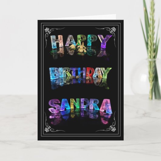 Sandra - Name in Lights Grußkarte (Foto) Karte (Vorderseite)