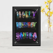 Sandra - Name in Lights Grußkarte (Foto) Karte (Gelbe Blume)