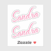 Sandra Name in Pink x2 Aufkleber (Blatt)