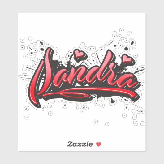 Sandra red Heart Graffiti Aufkleber Sticker (Blatt)