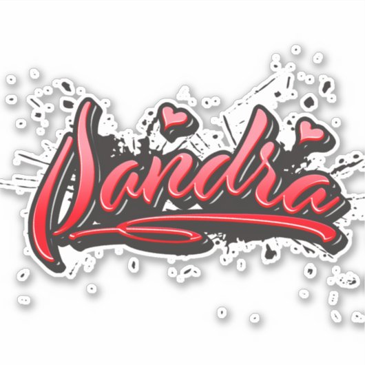 Sandra red Heart Graffiti Aufkleber Sticker (Vorderseite)