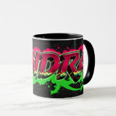 Sandra Vorname Name Graffiti red green Tasse (VorderseiteRechts)