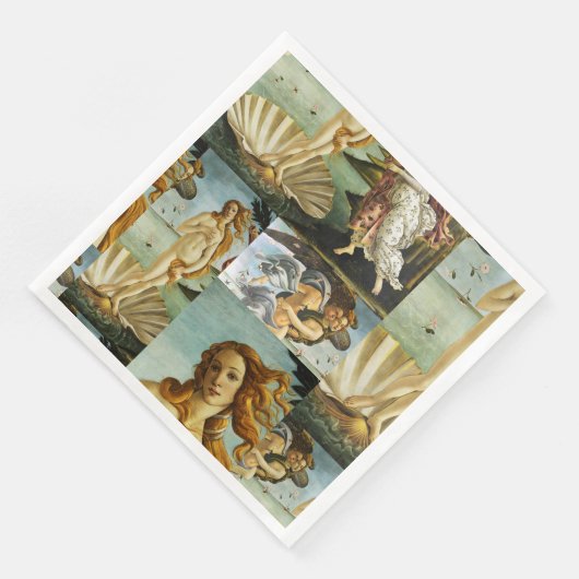 Sandro Botticelli "Die Geburt der Venus - Collage" Serviette (Ecke)