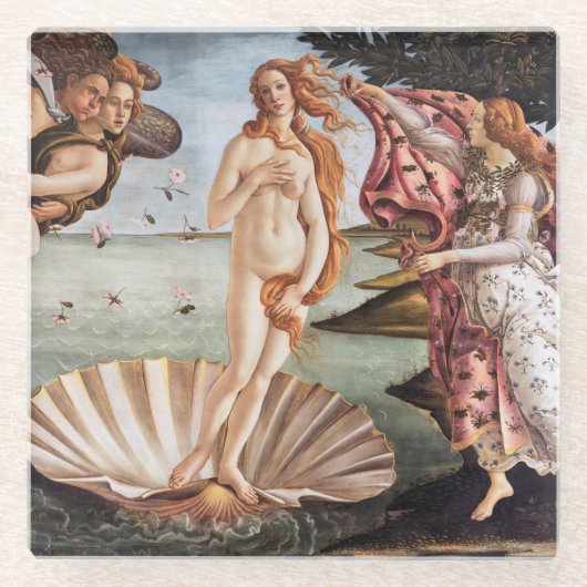 Sandro Botticelli - Geburt der Venus Glasuntersetzer (Vorderseite)