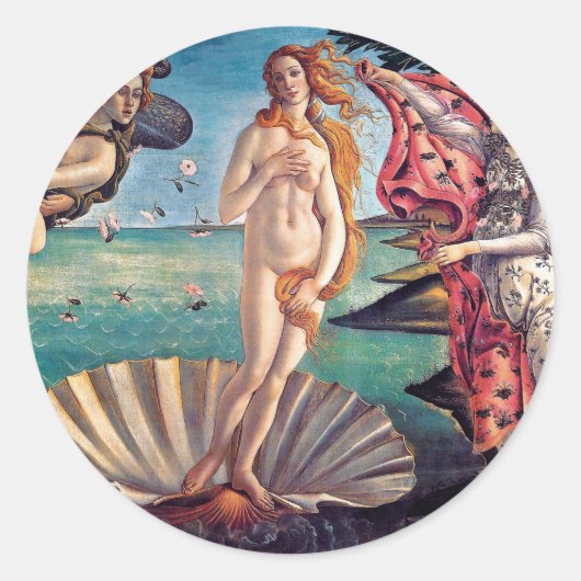Sandro Botticelli - Geburt der Venus - Kunst der K Runder Aufkleber (Vorderseite)