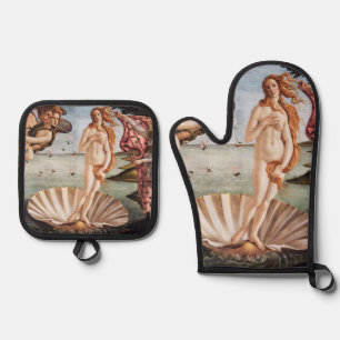 Sandro Botticelli - Geburt der Venus Ofenhandschuh & Topflappen-Set