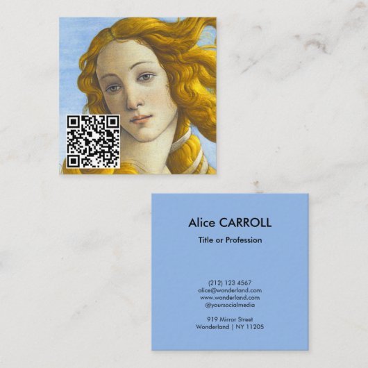 Sandro Botticelli - Geburt der Venus - QR-Code Quadratische Visitenkarte (Vorne/Hinten)