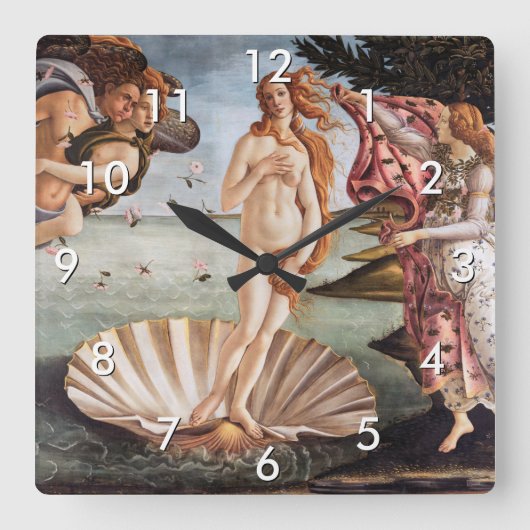 Sandro Botticelli - Geburt der Venus Quadratische Wanduhr (Vorderseite)
