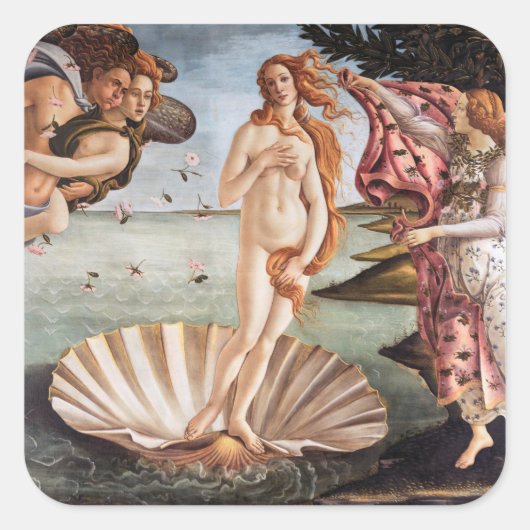 Sandro Botticelli - Geburt der Venus Quadratischer Aufkleber (Vorderseite)