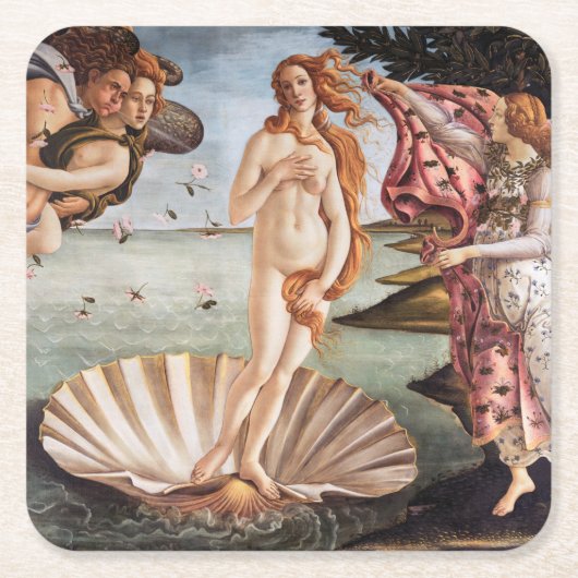 Sandro Botticelli - Geburt der Venus Rechteckiger Pappuntersetzer (Vorderseite)