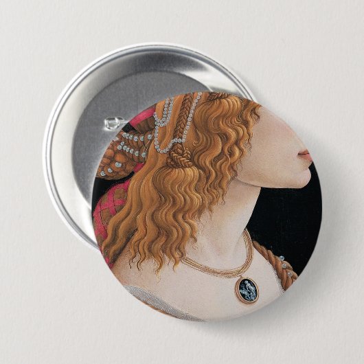 Sandro Botticelli idealisierte Porträts einer Dame Button (Vorne & Hinten)