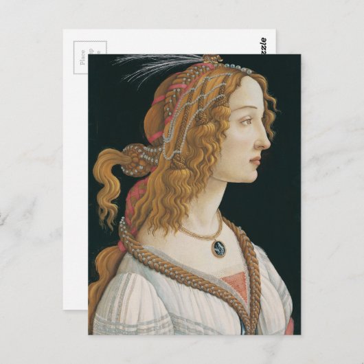 Sandro Botticelli - Idealisiertes Portrait einer D Postkarte (Vorne/Hinten)
