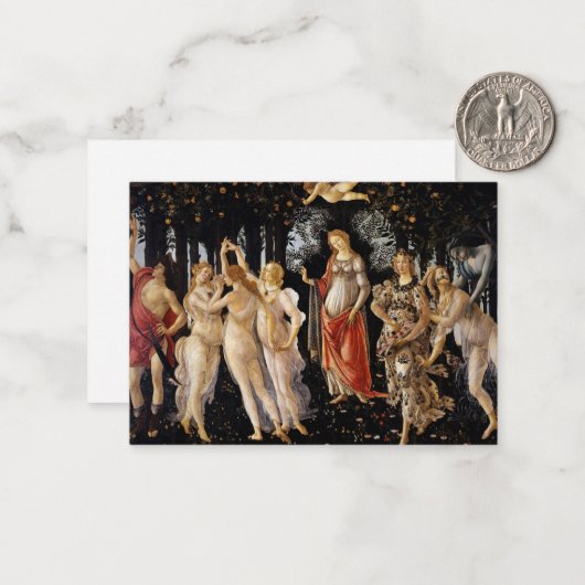 Sandro Botticelli - La Primavera Mitteilungskarte (Vorderseite/Rückseite Beispiel)