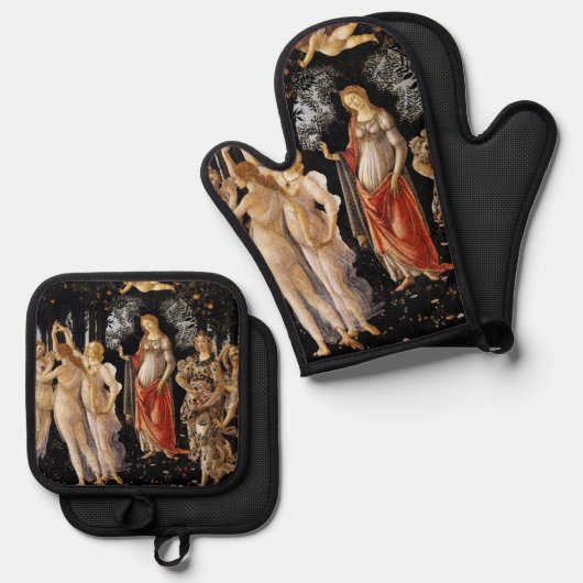 Sandro Botticelli - La Primavera Ofenhandschuh & Topflappen-Set (Vorderseite/Rückseite)