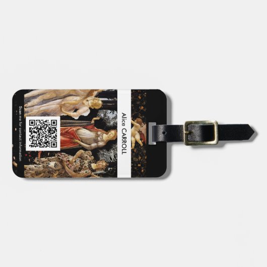 Sandro Botticelli - La Primavera - QR-Code Gepäckanhänger (Vorderseite horizontal)