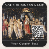 Sandro Botticelli - La Primavera - QR-Code Rechteckiger Pappuntersetzer (Vorderseite)