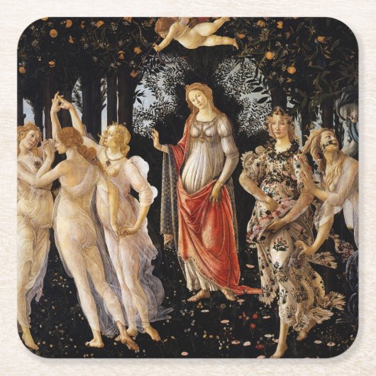 Sandro Botticelli - La Primavera Rechteckiger Pappuntersetzer (Vorderseite)